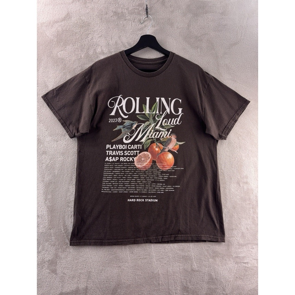 Rolling Loud Miami 2023 T Shirt Mens Size Large Brown Travis Scott ASAP Rocky